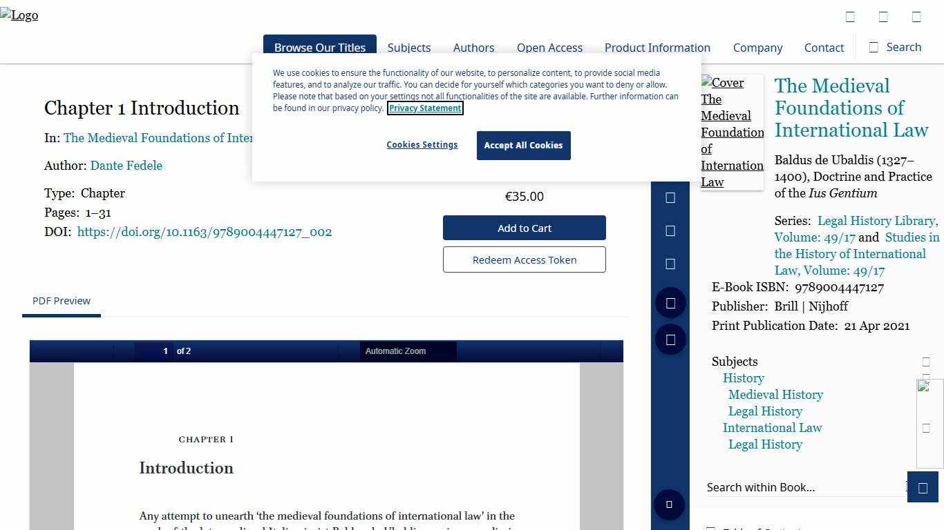 Chapter 1 Introduction in: The Medieval Foundations of International Law