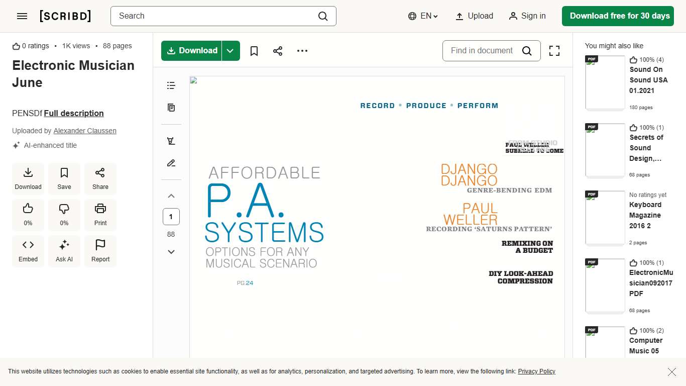 Electronic Musician June | PDF | Synthesizer | Loudspeaker