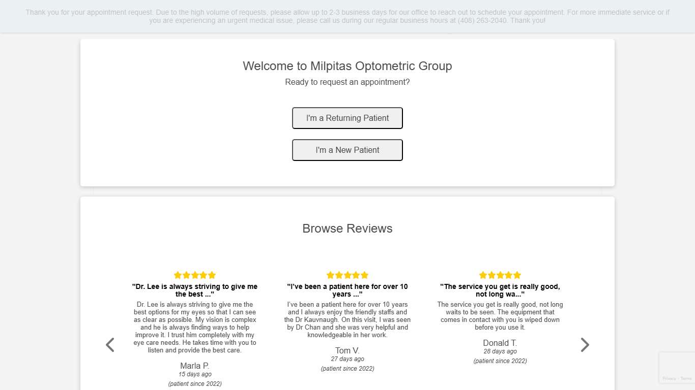 Schedule An Appointment - Milpitas Optometric Group